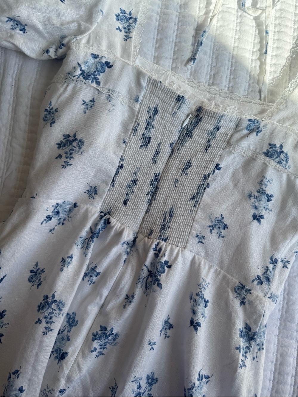 Reformation Evianna linen mini dress floral blue - Picture 3 of 9
